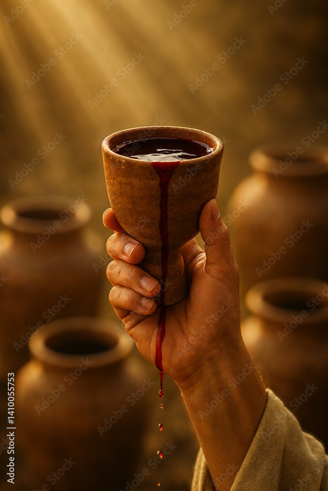 © ana - Divine Transformation: Water into Wine in Biblical Scene - The Wedding at Cana - Gospel of John, chapter 2