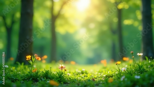 Abstract blurred nature scene, soft focus bokeh, graphics, digital
