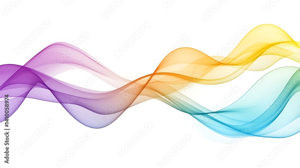 Abstract Colorful Waves Flowing Seamlessly Across White Background Abstract Colorful Waves Flowing Seamlessly Across White Background