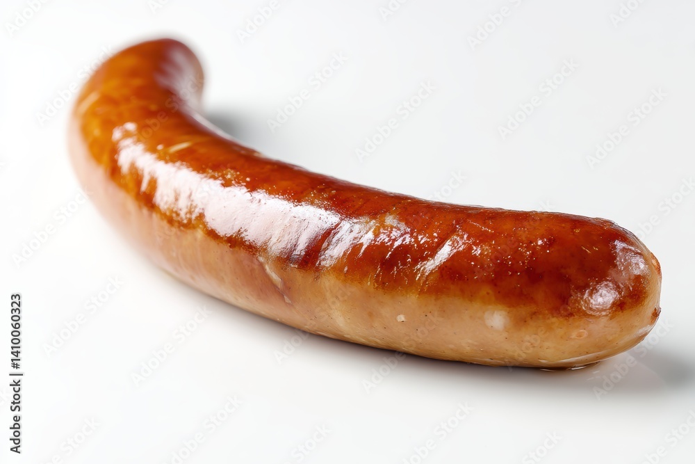 Delicious grilled sausage on white background simple studio shot for culinary and food concepts Delicious grilled sausage on white background simple studio shot for culinary and food concepts