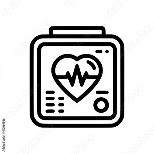 Health Monitor Icon with Heartbeat Design in Simple Line Art  