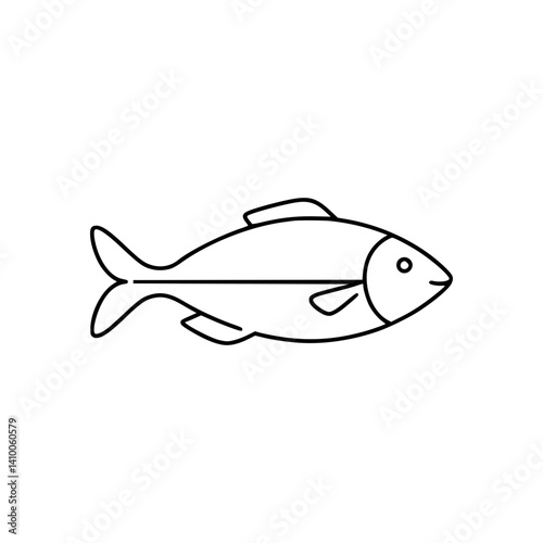 Line art fish icon for fasting menu illustration  