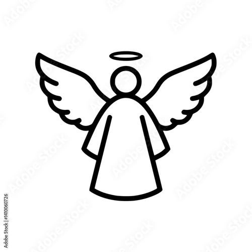 angel icon with wings and halo in minimalistic design  