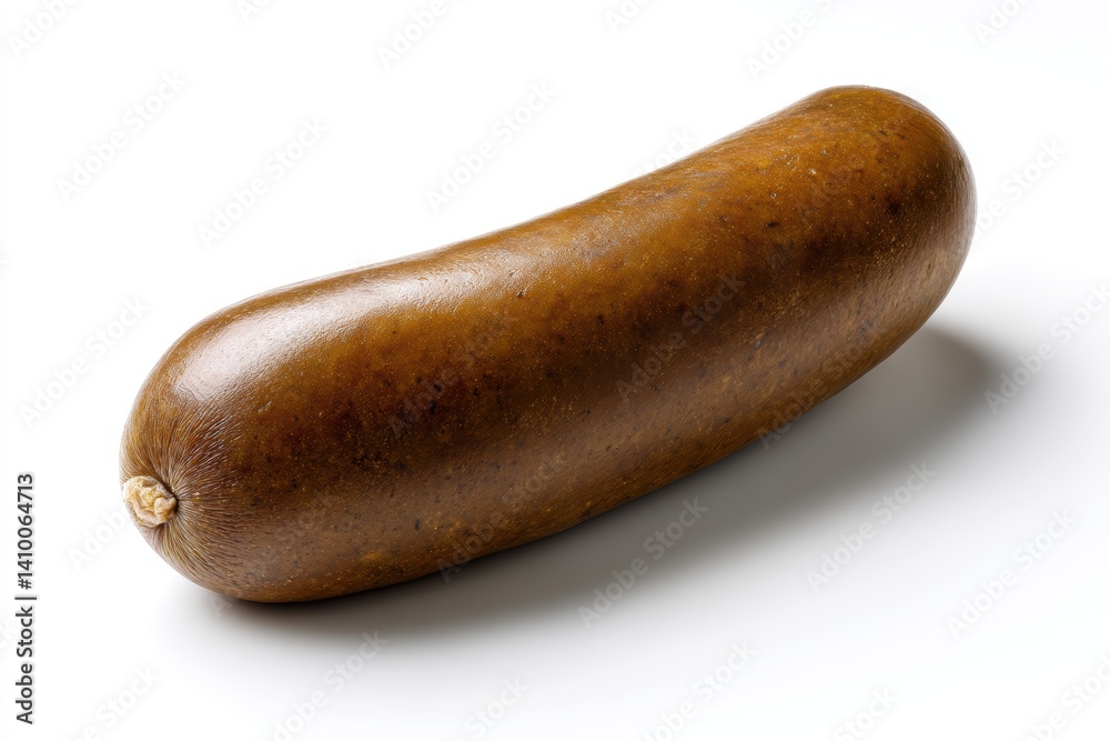 Single Liverwurst on White Background Delicious Meal Ingredient Lunch Option German Food Photography Single Liverwurst on White Background Delicious Meal Ingredient Lunch Option German Food Photography