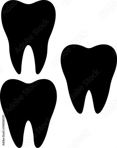 Tooth art vectors and Set of black tooth icon silhouette collections