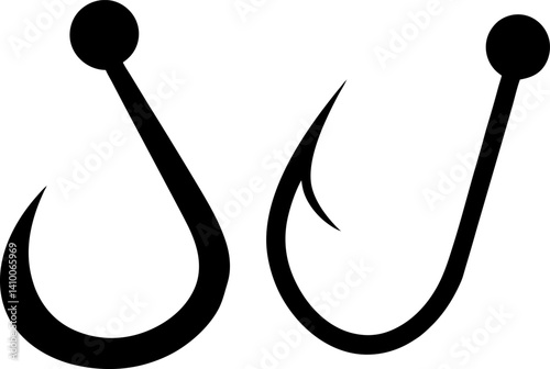 Fishing hook art vectors and Set of fishhook icon silhouette collections
