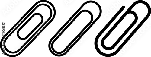 Paper clip art vectors and Set of paperclips icon silhouette collections