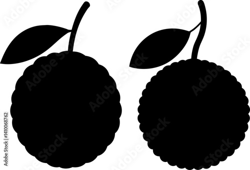 Lychee fruit art vectors and Set of fruits icon silhouette collections