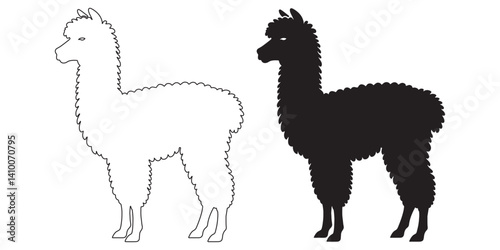 Modern alpaca silhouette in smooth vector format – professional farm animal art for digital use – alpaca vector – alpaca illustration – alpaca icon – minimalist alpaca outline – alpaca line art

