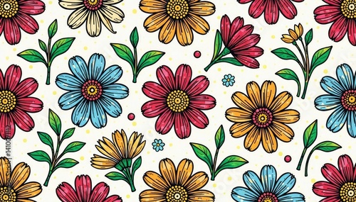 Intricate line art floral design, continuous repeat, print, seamless texture, line drawing