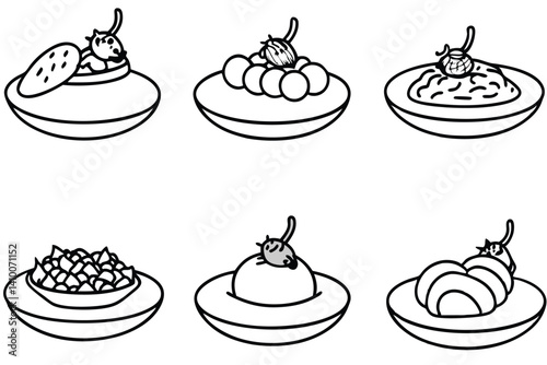 ratatouille delicious french dish in artistic line art
