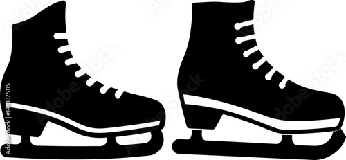 Ice skate art vectors and Set of Ice skate silhouette collection