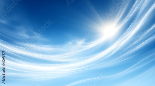Serene Sky Bright Sun Gentle Clouds Abstract Artwork