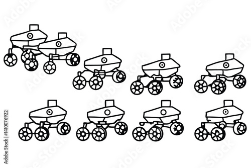 mars rover line art space technology and exploration design