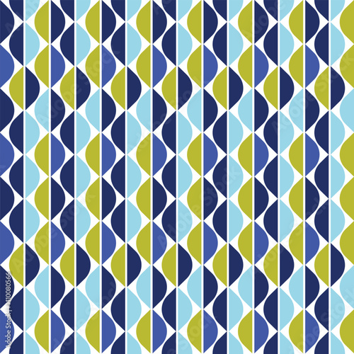 this seamless geometric pattern featuring flowing orange and mint lines on a beige background, Modern geometric, vintage geometric, textile geometric, textiles.