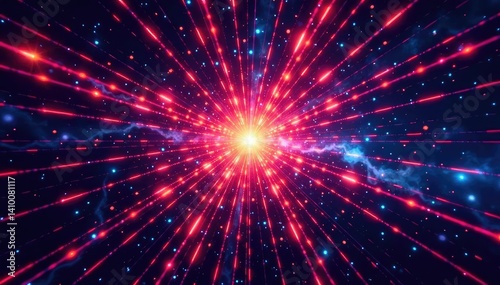 Symmetrical, radiating lines forming starburst, simple, clean