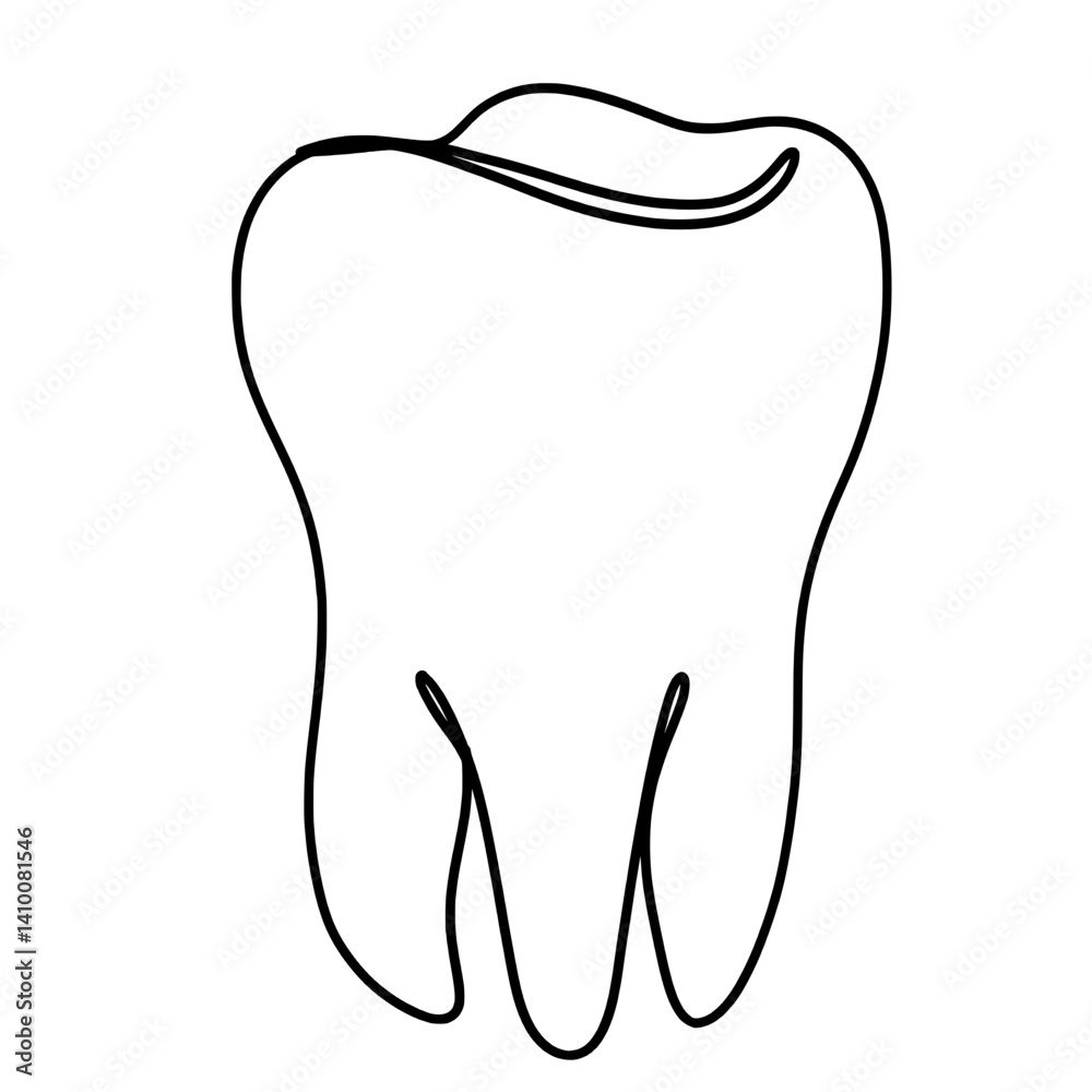 Obraz premium Human tooth one line art drawing