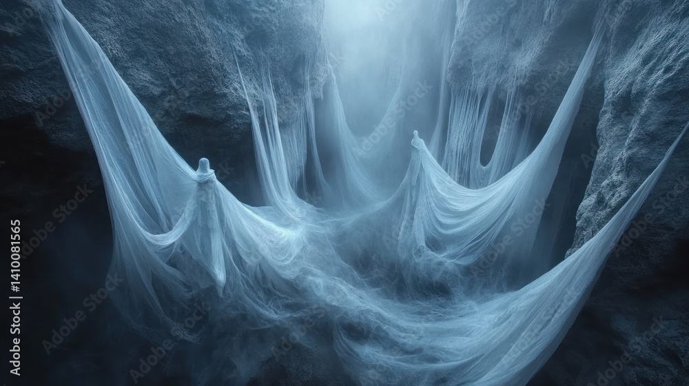 Fototapeta premium Enigmatic Canyon: A Surreal Landscape of Fabric and Stone