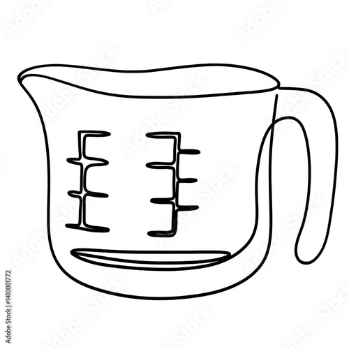 Measuring cup one line art 