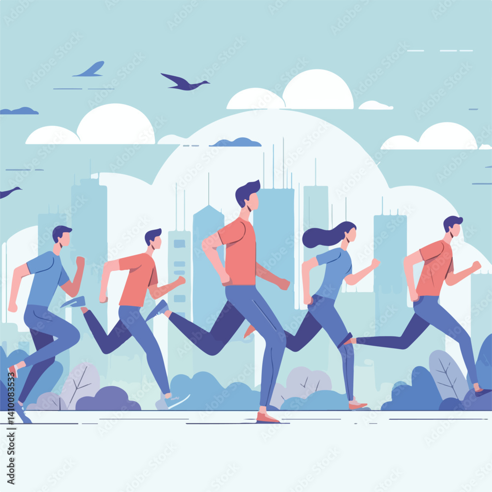 custom made wallpaper toronto digitalvector image of a person doing running exercise