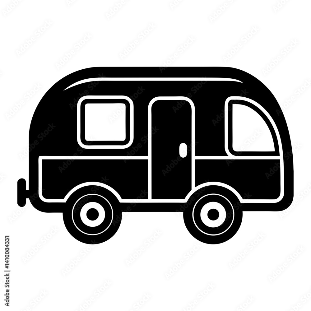Caravan Camper Trailer Silhouette Icon Vector Caravan Camper Trailer Silhouette Icon Vector