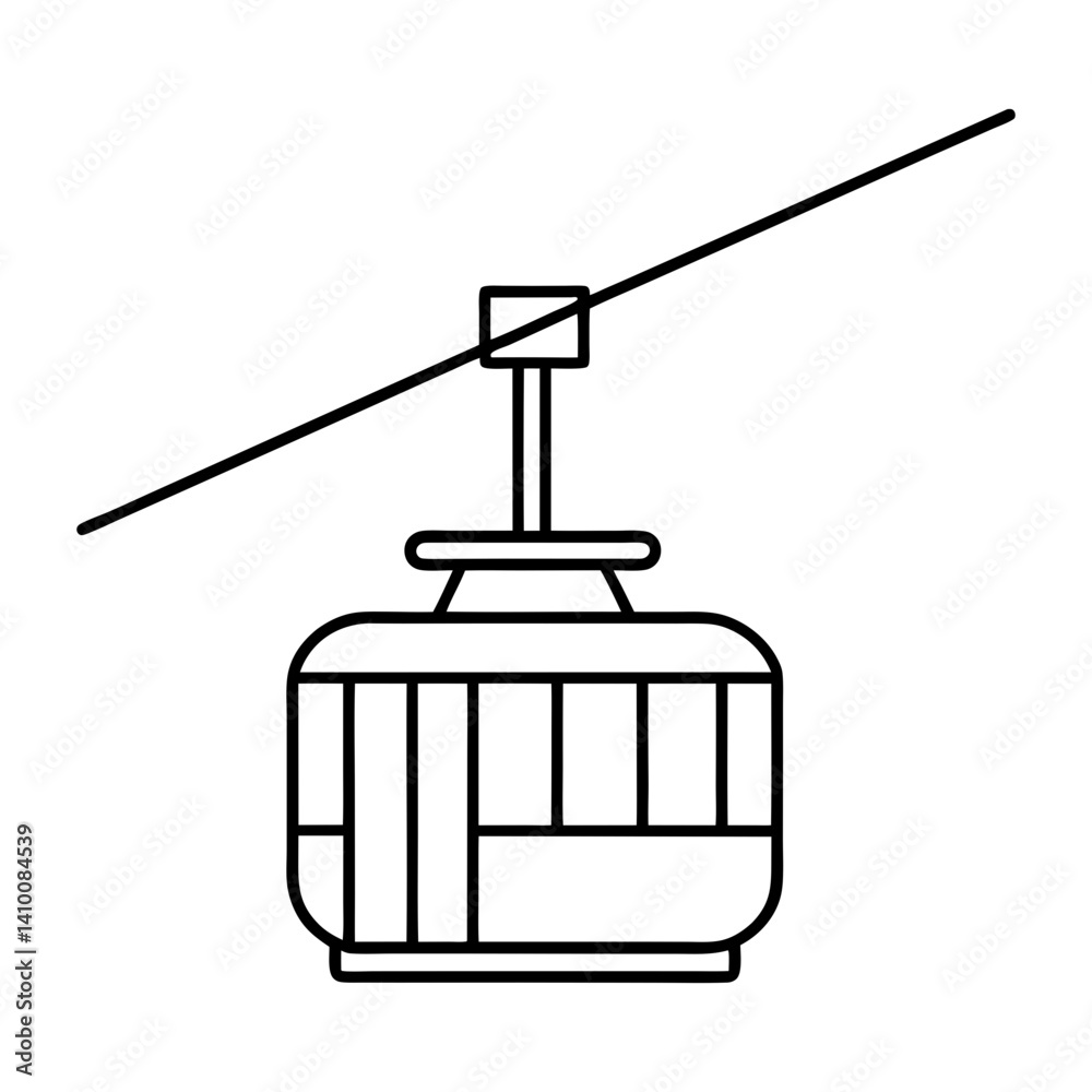Fototapeta premium Cable Car Line Icon Vector. Mountain Gondola Lift