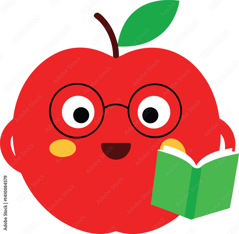 Obraz premium red apple cartoon character