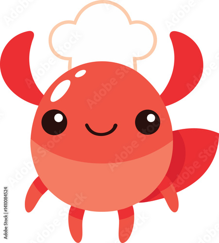 a cute kawaii style cartoon lobster with oversize