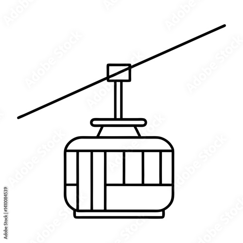 Cable Car Line Icon Vector. Mountain Gondola Lift
