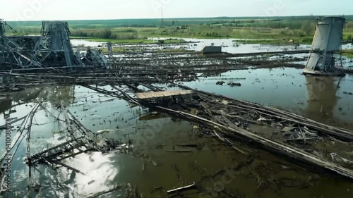 Aerial View of Flooded Industrial Ruins