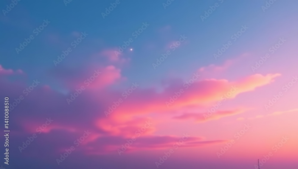 Fototapeta premium Smooth gradient of colors in evening sky with wispy clouds, colors, gradient