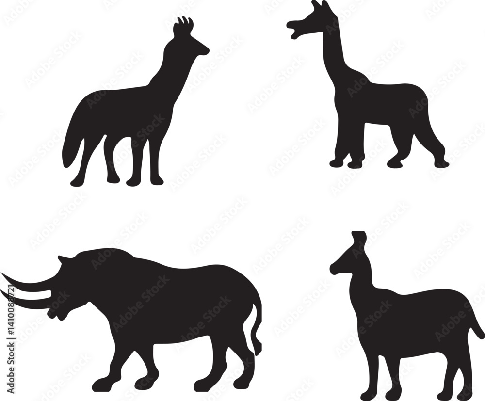 Obraz premium set of animals silhouettes vector white background