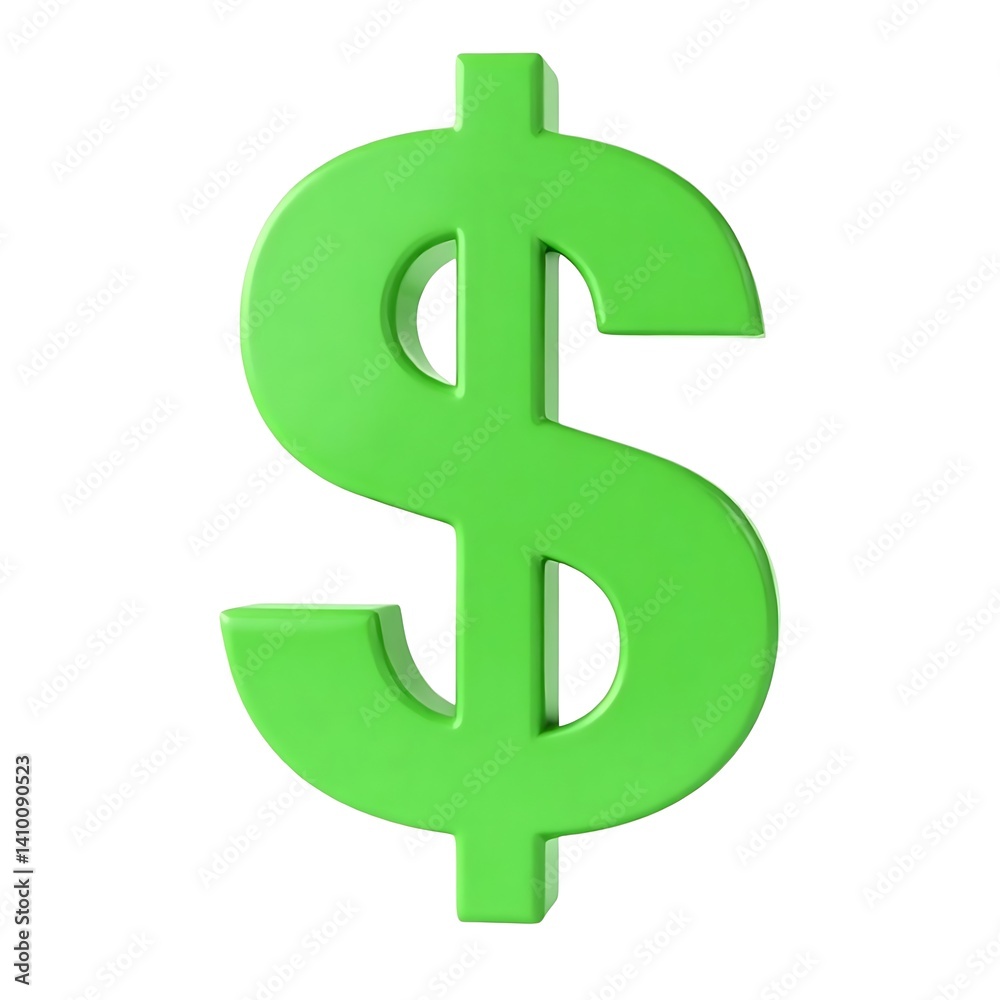 Bright green 3D dollar sign icon on white background Bright green 3D dollar sign icon on white background
