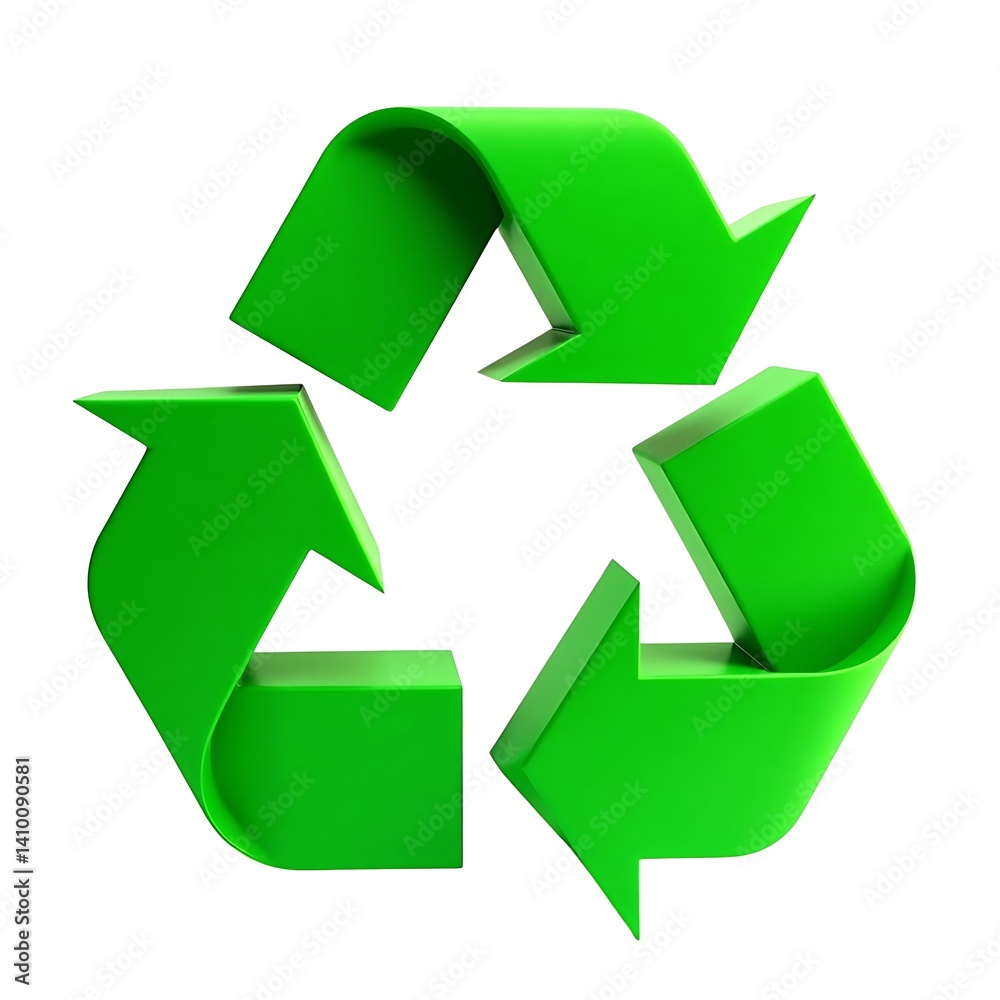 3D Green Recycle Icon Plastic Eco White Background 3D Green Recycle Icon Plastic Eco White Background