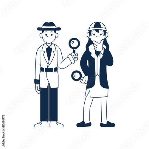 vector illustration of two detectives