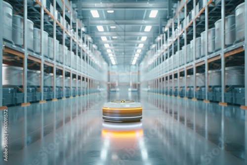 modern high tech innovative warehouse logistics with automation robotics photo