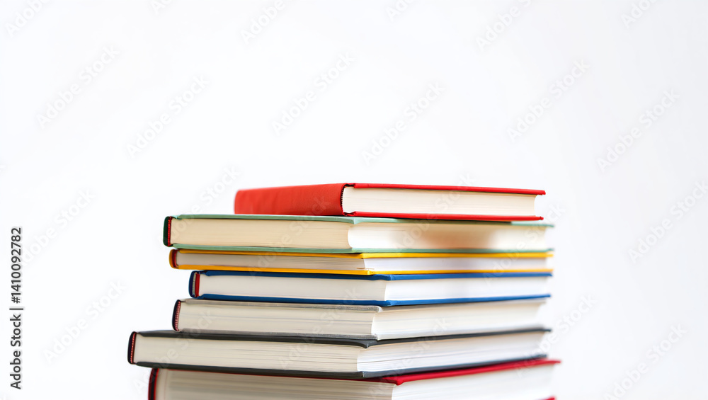 Colorful books stacked high, representing education, learning, and knowledge Colorful books stacked high, representing education, learning, and knowledge