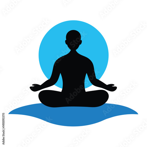 Silhouette Person Practicing Yoga Tranquil Setting Peaceful Meditation Art