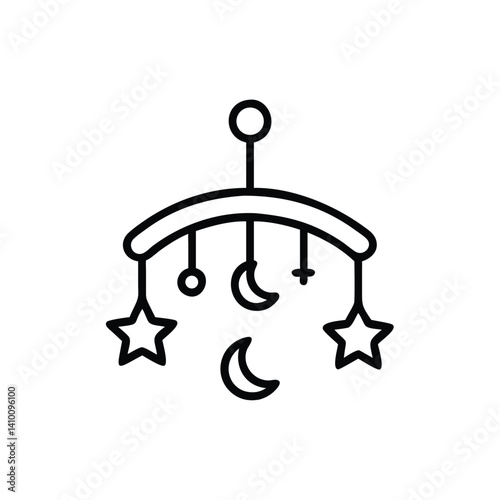 Cute Baby Mobile Toy With Stars And Moons In Outline Style