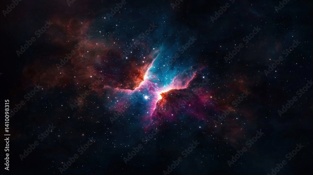 Fototapeta premium A stunning cosmic scene featuring vibrant colors and swirling gases, illustrating the beauty and mystery of the universe.