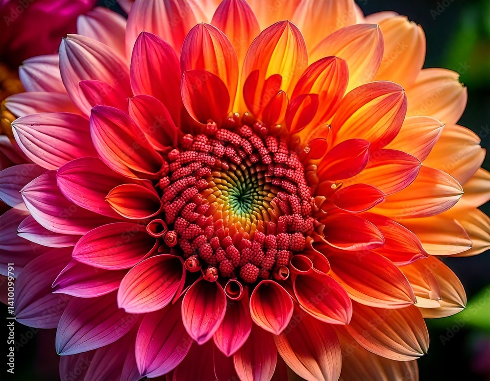 Obraz premium A close-up of a flower with intricate details and vivid colors.