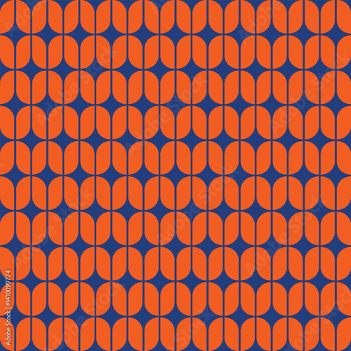 This seamless geometric pattern features retro wavy shapes in shades of blue. textiles, wallpapers, fashion prints, background pattern, home decor, seamless pattern, Pattern Design, home decor.