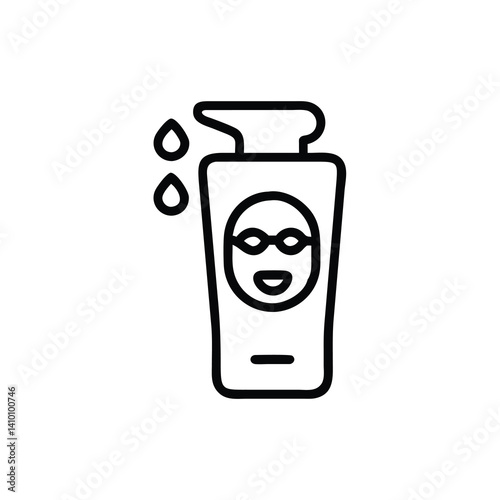 Line Art Depiction Of Facial Mask Beauty Treatment Cosmetic Product Packaging