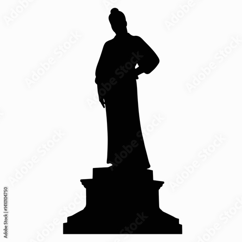 Elegant silhouette of abstract statue on pedestal, artistic expression