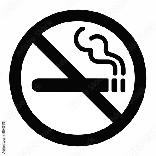 No smoking sign silhouette on white background, tobacco-free awareness