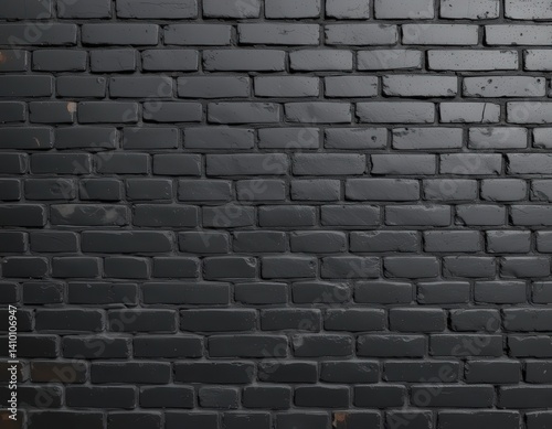 A textured black brick wall  featuring a mix of rough and smooth surfaces  illuminated by soft  warm light filtering through cracks  creating an intriguing play of shadows.
