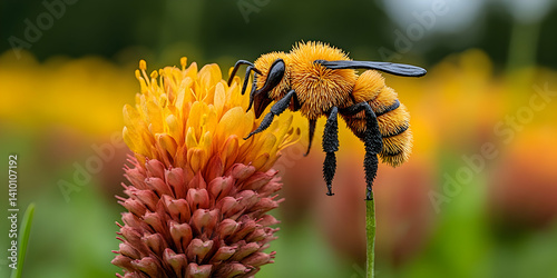 Fuzzy Bee on Vibrant Flower