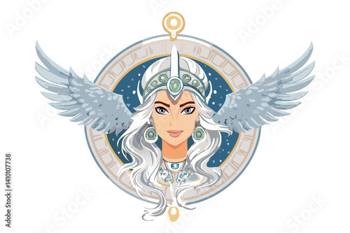 Valkyrie, mythical figure - goddess - carrying the souls of dead warriors to the god Odin's hall Valhalla