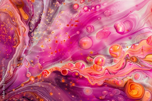 Abstract macro photography of vibrant pink ink exploding and creating dynamic