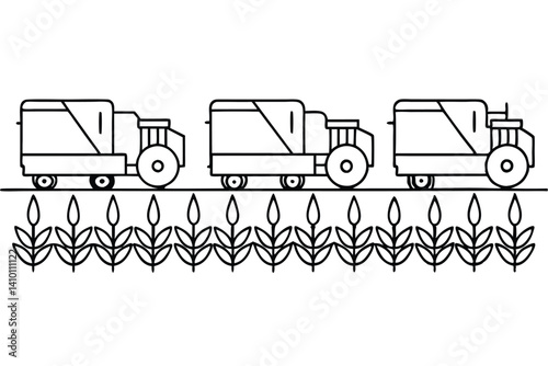 combine harvester wi line art minimalist vector style